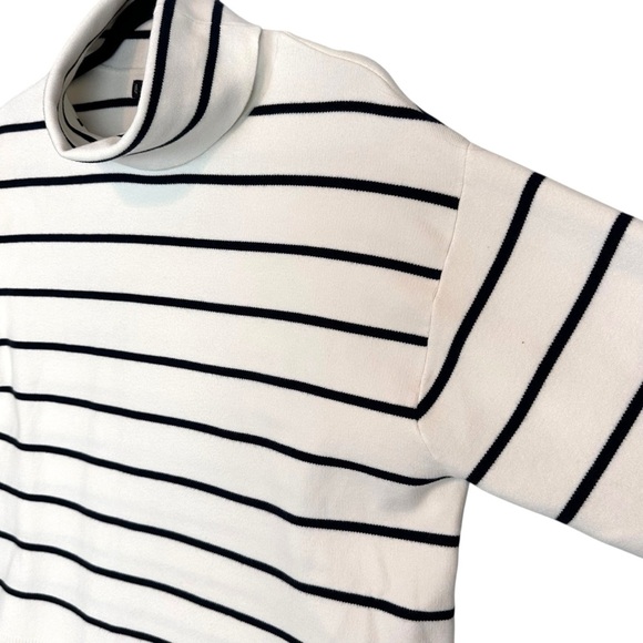 Mango Oversized Perkins Knit Sweater Cream Navy Stripe Breton Coastal Chic Large - Picture 10 of 16